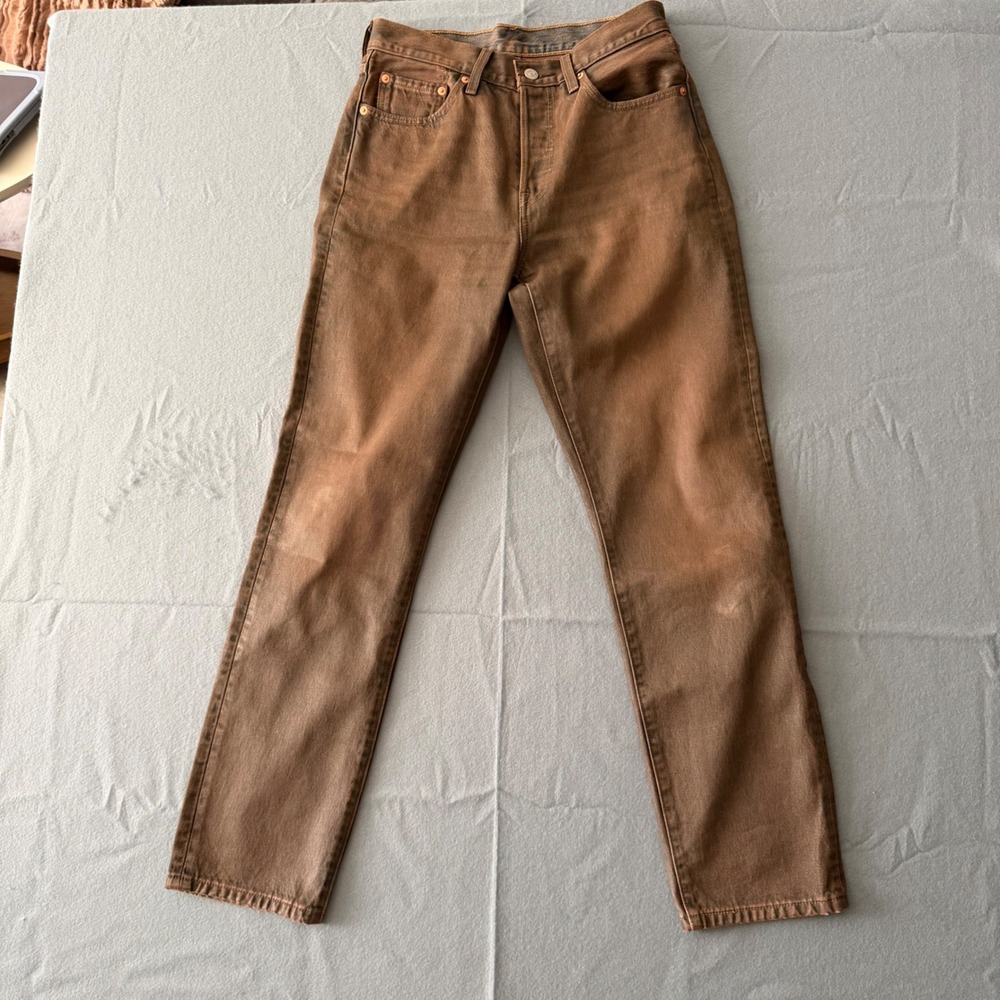 Levis Premium 501 Original Brown coated Straight Leg High Rise Jeans W27 L30